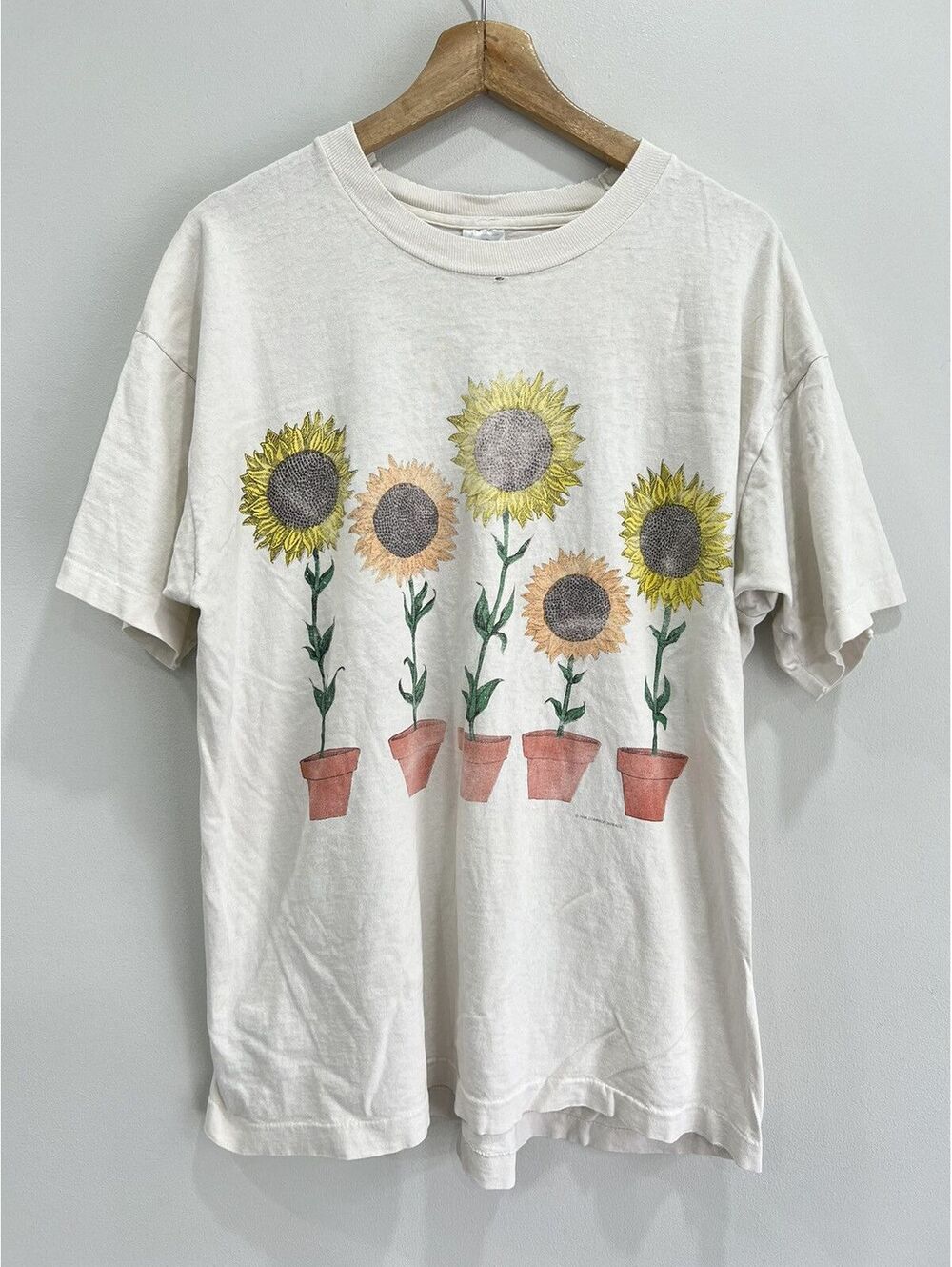 Vintage Sunflower Tee Shirt Sun Faded